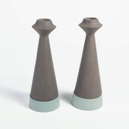 Candle Holder, Ceramic Candlesticks, Turquoise Candleholder, Modern Ceramics, Shabbat Candlestick, Yahalomis, Shabbat Candle Judaica - thumbnail 1
