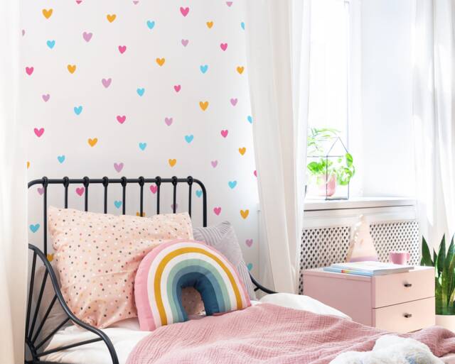 Heart Wall Decals - Peel & Stick Stickers, Kids Room Decor, Nursery Art, Polka Dot - image 1