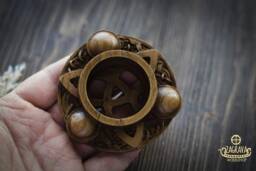 Wooden, Candle Holder, Candlestick, Celtic, Norse, Home Altar, Triquetra, Wicca, Druid, Witches, Gaelic, Handmade - thumbnail 1