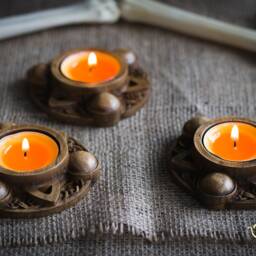 Wooden, Candle Holder, Candlestick, Celtic, Norse, Home Altar, Triquetra, Wicca, Druid, Witches, Gaelic, Handmade - thumbnail 3