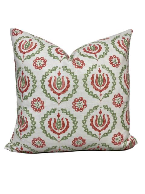 Jane Churchill Kira Red/Green Cushion Cover Pillow Double Sided - image 1