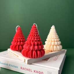 Origami Christmas Tree Candle Festive Soy Wax Holiday Decor - thumbnail 2