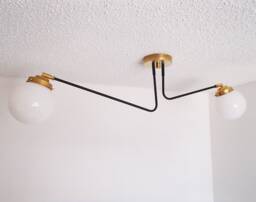 Twin Arm Globe Shaded Flush Mount Ceiling Light Atomic Modern Orb Ul Listed