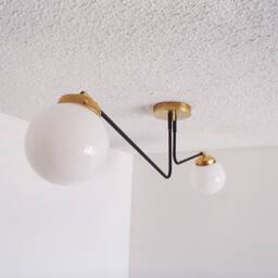 Twin Arm Globe Shaded Flush Mount Ceiling Light Atomic Modern Orb Ul Listed - thumbnail 2