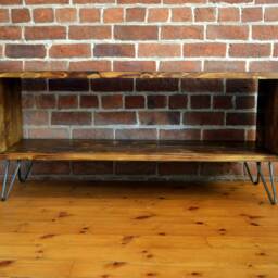 Mid Century Modern Vinyl Storage Unit With Hairpin Legs & Charred Finish - thumbnail 3