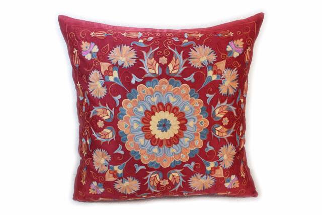 Handmade Suzani Silk Pillow Cover Emp365, Pillow, Uzbek Suzani, Throw, Decorative Pillows, Accent Pillows - image 1