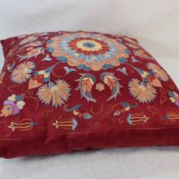 Handmade Suzani Silk Pillow Cover Emp365, Pillow, Uzbek Suzani, Throw, Decorative Pillows, Accent Pillows - thumbnail 3