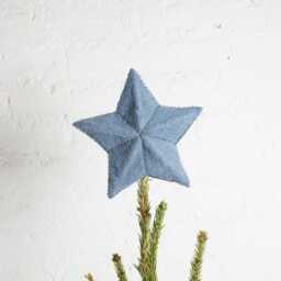 Small Blue Star Tree Topper, Hand Felted Christmas Accessory, Handmade Festive Holiday Decor