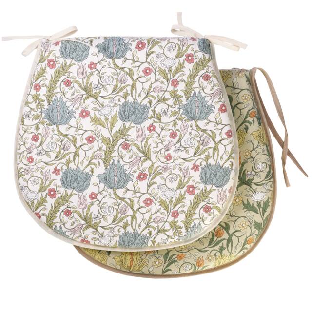 Floral Cotton D-Shaped Chair Pads With Ties - Pair - image 1