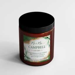 Personalized Wedding Gift Candle, Greenery Gold Frame, Luxury Scented - thumbnail 3