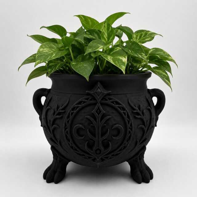 Fae Cauldron Planter, Gothic Bowl, Fantasy Decor, Candy Dish, Bookish Home Decor - image 1