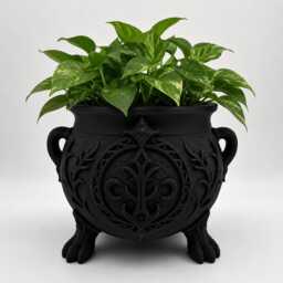 Fae Cauldron Planter, Gothic Bowl, Fantasy Decor, Candy Dish, Bookish Home Decor - thumbnail 1