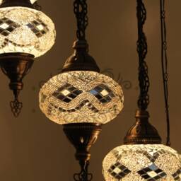 8 - Ball Turkish Water Drop Style Mosaic Chandelier With Large Globes - thumbnail 2