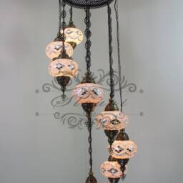 8 - Ball Turkish Water Drop Style Mosaic Chandelier With Large Globes - thumbnail 3