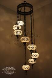 8 - Ball Turkish Water Drop Style Mosaic Chandelier With Large Globes - thumbnail 1