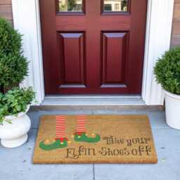 Christmas Doormat Take Your Elfin Shoes Off Brush Door Mat Pun Front Decor Gift Xmas Festive Holidays - thumbnail 3