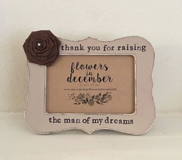 Mother Of Groom Gift Personalized 4x6 Picture Frame With Fabric Flower - image 1