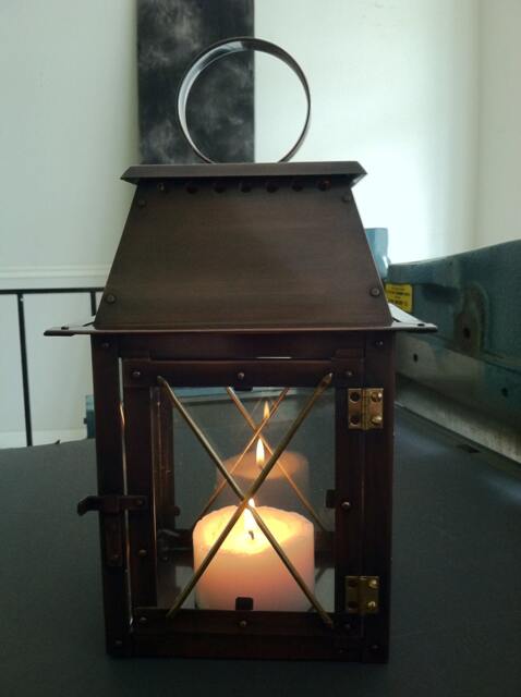 Chalet Style Copper Lantern Candle Holder With Bronze Patina - image 1
