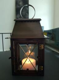 Chalet Style Copper Lantern Candle Holder With Bronze Patina - thumbnail 1