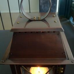 Chalet Style Copper Lantern Candle Holder With Bronze Patina - thumbnail 3