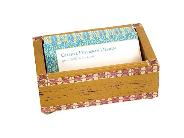 Decoupage Business Card Holder Hand-Painted Desk Accessory - image 1