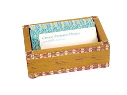 Decoupage Business Card Holder Hand-Painted Desk Accessory - thumbnail 1