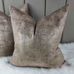 Shimmer Bronze Metallic Cushion Cover Abstract Bronze Painted Design New Home Luxury Designer Handmade - thumbnail 1