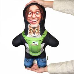Cat Carrier - 2 Faces Personalised Mini Me??? Photo Doll/Face Teddy Novelty Gift