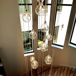 staircase Multi-story Hand-Blown Glass Multi-Pendant Chandelier Modern Foyer Lighting - thumbnail 2
