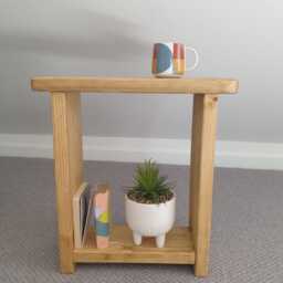 Wooden Sofa End Table - Narrow Side For Drinks, Small Table, Rustic Solid Wood Couch Any Size - thumbnail 3
