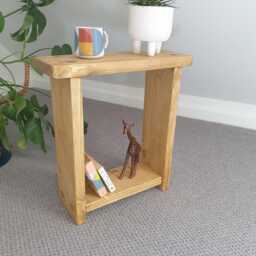 Wooden Sofa End Table - Narrow Side For Drinks, Small Table, Rustic Solid Wood Couch Any Size - thumbnail 4