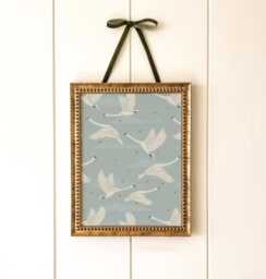 Blue Swan Nursery Wall Art Flying Swans Vintage Style Baby Room Print - thumbnail 1