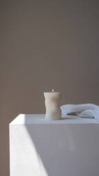 Wavy Ribbed Pillar Candle - Soy Wax Aesthetic Decor