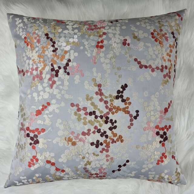 Cecily Cushion Cover Embroidered, Red Ochre Silver New Home Luxury Designer Handmade Pillow - Only Cover - image 1