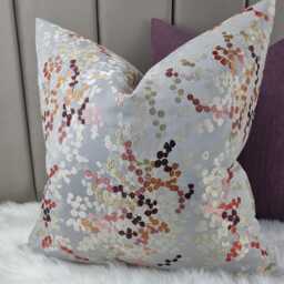 Cecily Cushion Cover Embroidered, Red Ochre Silver New Home Luxury Designer Handmade Pillow - Only Cover - thumbnail 3