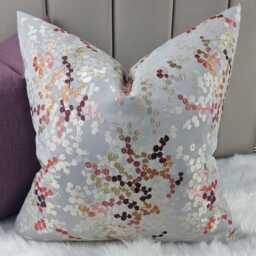 Cecily Cushion Cover Embroidered, Red Ochre Silver New Home Luxury Designer Handmade Pillow - Only Cover - thumbnail 2
