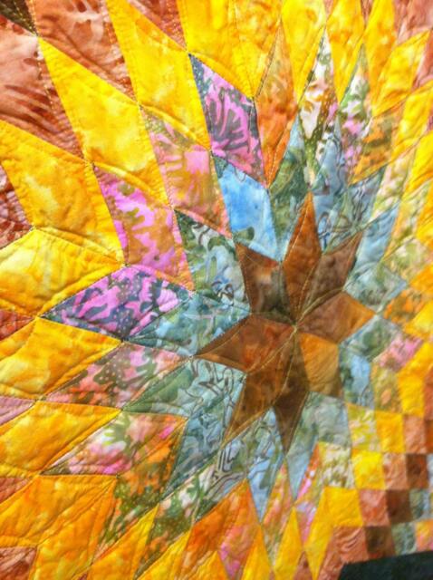 Modern Lone Star Quilted Wall Hanging, Colorful Art Quilt, 42x42 - image 1