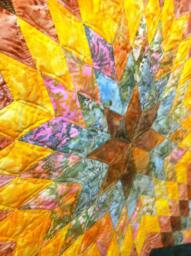 Modern Lone Star Quilted Wall Hanging, Colorful Art Quilt, 42x42 - thumbnail 1