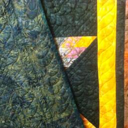 Modern Lone Star Quilted Wall Hanging, Colorful Art Quilt, 42x42 - thumbnail 4