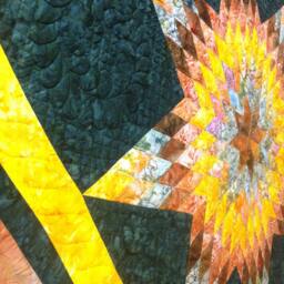 Modern Lone Star Quilted Wall Hanging, Colorful Art Quilt, 42x42 - thumbnail 2