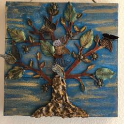Rustic Wooden Wall Art - Hangable Artwork With Metallic Enchanted Tree & Butterfly Accents By The Arabesque?? - thumbnail 2