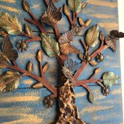 Rustic Wooden Wall Art - Hangable Artwork With Metallic Enchanted Tree & Butterfly Accents By The Arabesque?? - thumbnail 3