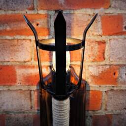 Wall Sconce, English Torch, Medieval Sconce Wrought Iron Sconces, Lantern, Old English, Shield & Lights - thumbnail 4