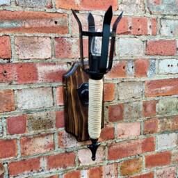 Wall Sconce, English Torch, Medieval Sconce Wrought Iron Sconces, Lantern, Old English, Shield & Lights - thumbnail 2