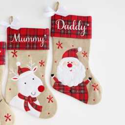 Personalized Christmas Stocking, Tartan & Burlap Stocking - thumbnail 3