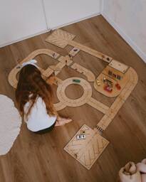 Montessori Educational Wooden Toy Road, Unique Gift For Kids, Personalized Baby Puzzle Garage, Christmas Wood Race Track Toddler - thumbnail 1