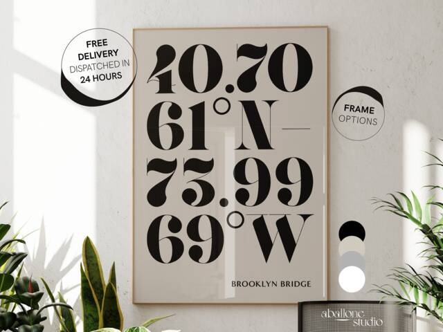 Custom Classic Coordinates Print Neutral Wall Art Groomsmen Gifts 1st Anniversary Paper Gift Where We Met Bride Engagement Personalised - image 1