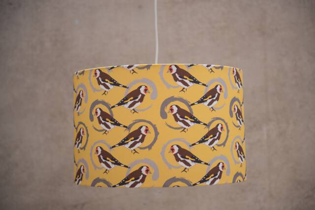 Goldfinch Print Lampshade - Handmade Cotton, Contemporary Home Lighting - image 1