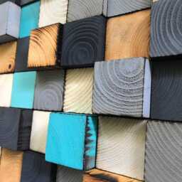 Handmade Reclaimed Wood Mosaic Wall Art - Geometric Decor - thumbnail 4
