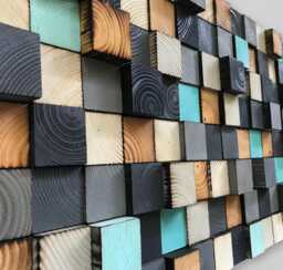 Handmade Reclaimed Wood Mosaic Wall Art - Geometric Decor